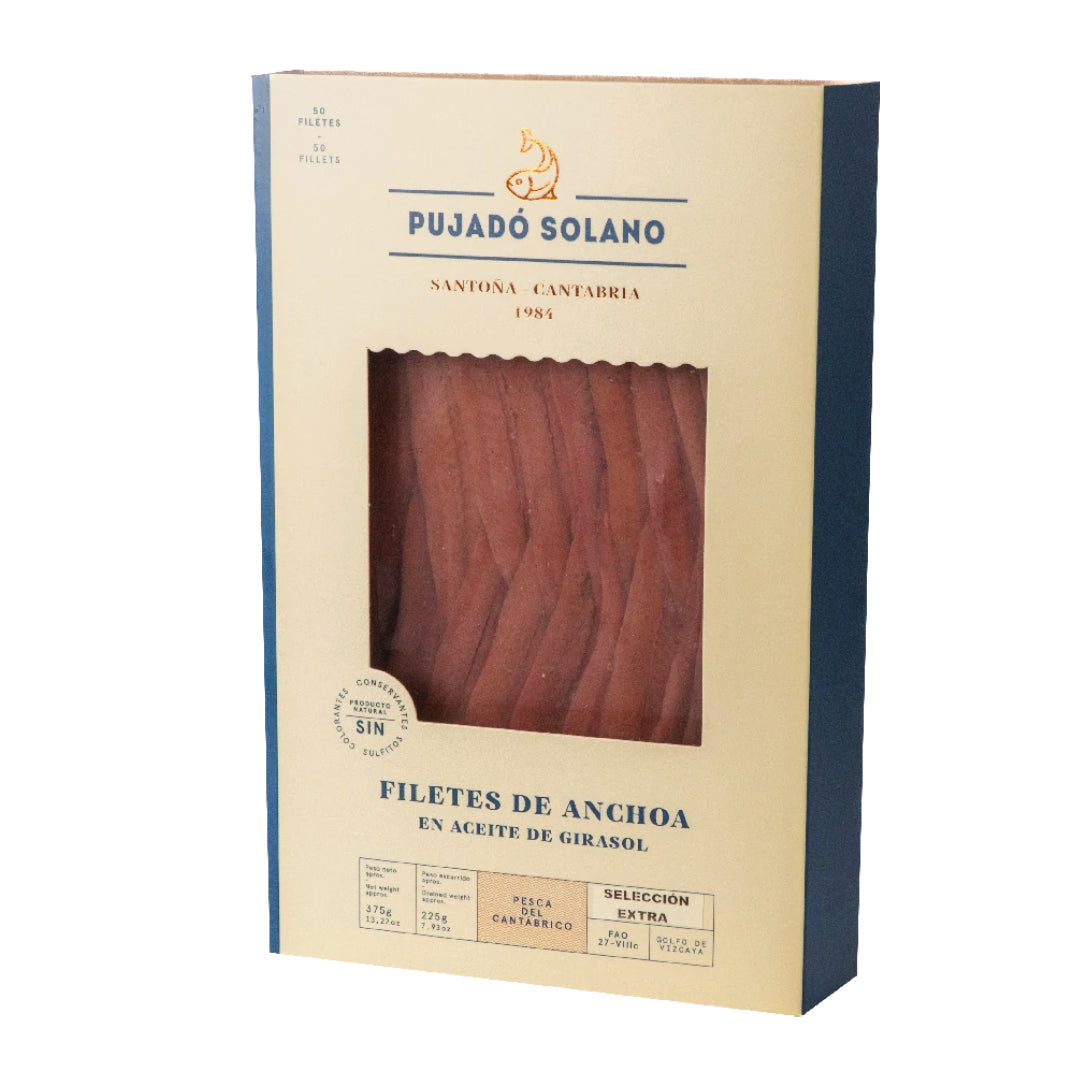 Cantabrian Anchovy in Sunflower Oil - Anchoa Cantabrica en Aceite. Pujado Solano, 375g
