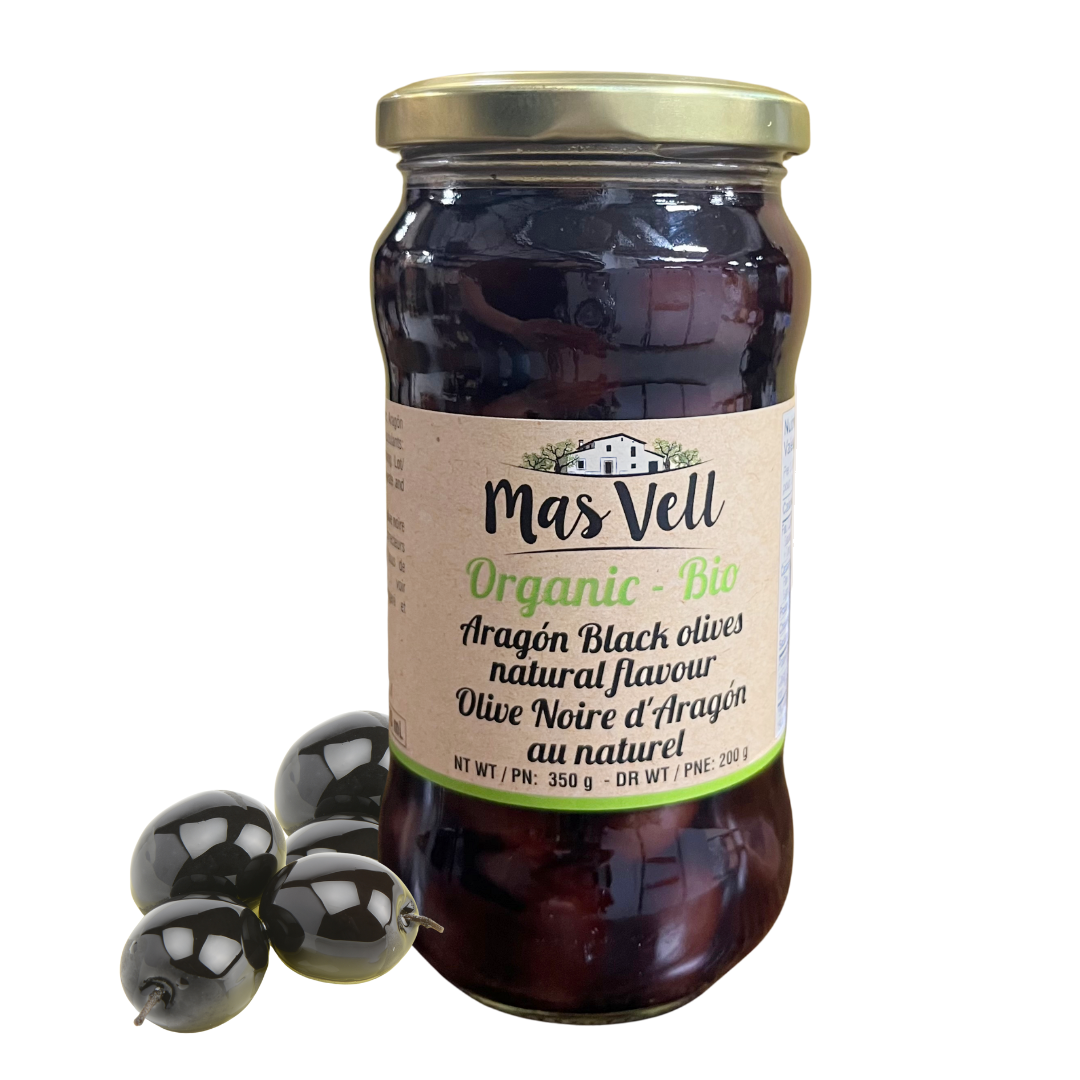 Organic Empeltre Natural Black Olives from Aragon. Mas Vell, 370mL - Solfarmers