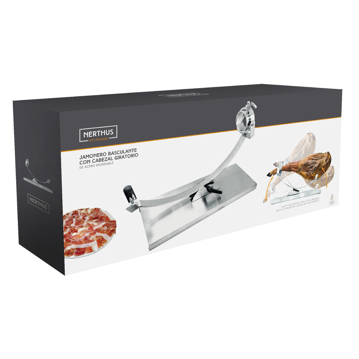 Tilting Ham Holder Stainless Steel w/ Rotating Head. Nerthus - Solfarmers