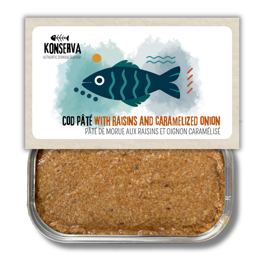 Cod Pâté w/ Raisins & Caramelized Onion -Paté Bacalao c/ Pasas, Cebolla Caramelizada. Konserva - Solfarmers