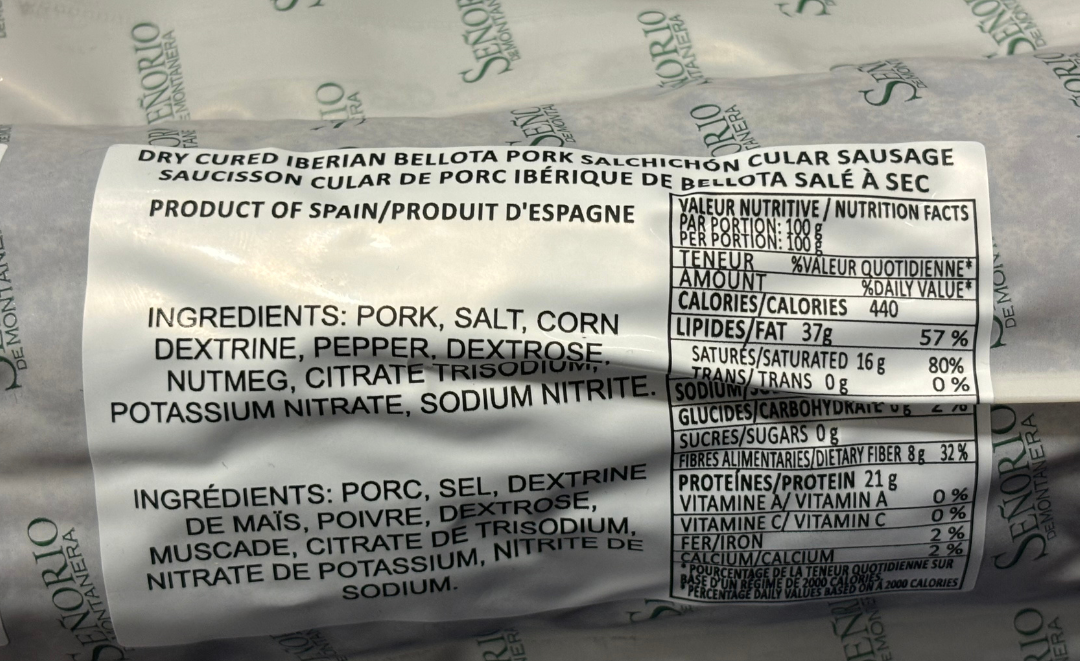 Acorn-fed Iberian Salchichon - Salchichón Ibérico Bellota - Señorio Montanera, Block 1kg