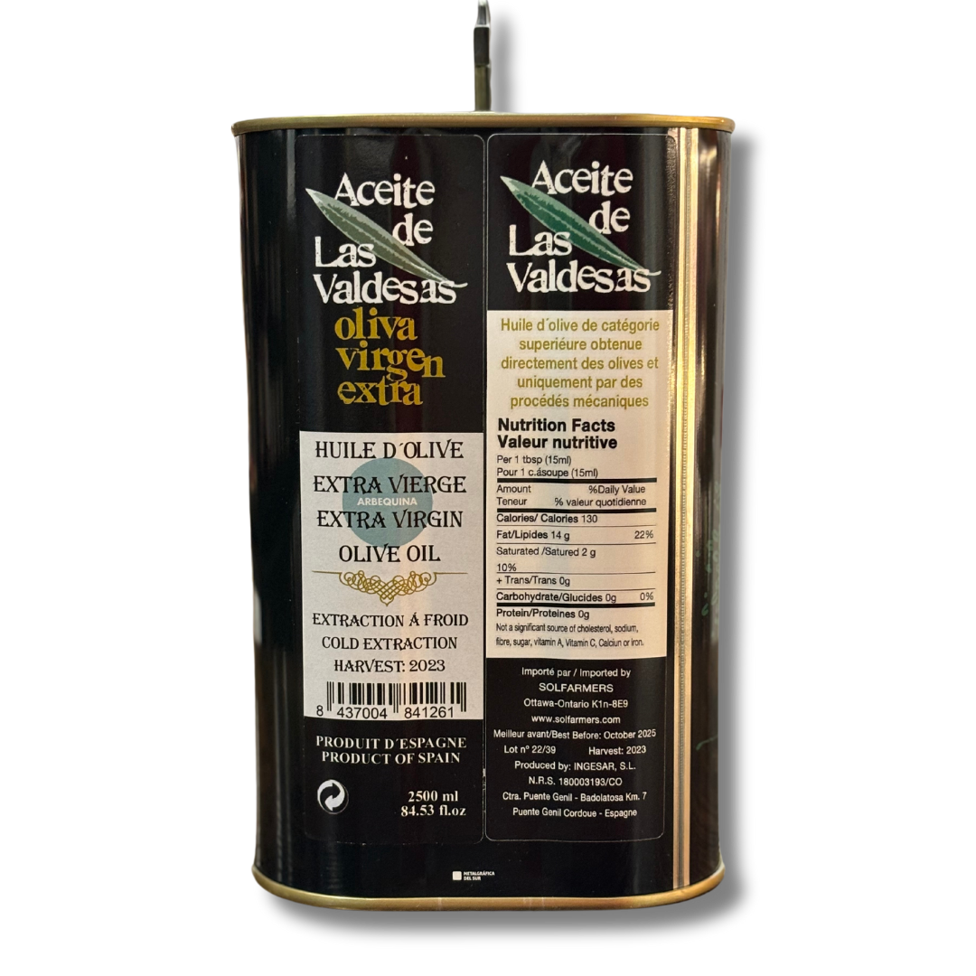Las Valdesas extra virgin olive oil arbequina 2.5L - Solfarmers