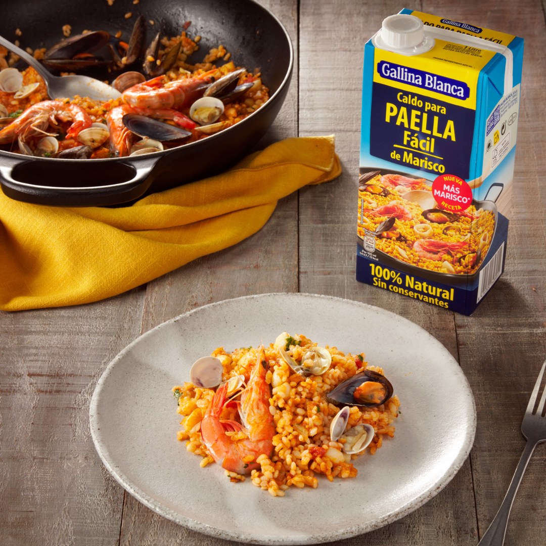 Seafood paella broth Gallina Blanca