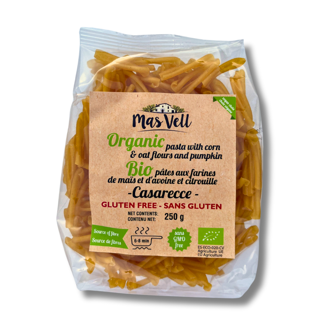 Pasta Casarecce Corn, Oat and Pumpkin - Maíz, avena y calabaza. Mas Vell, 250g