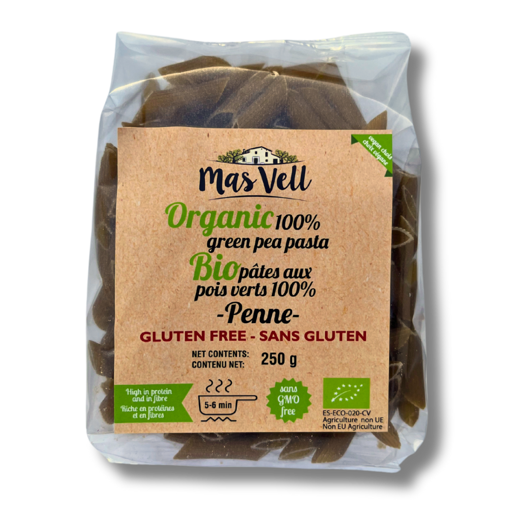 Pasta Penne Green Pea - Guisantes. Mas Vell, 250g