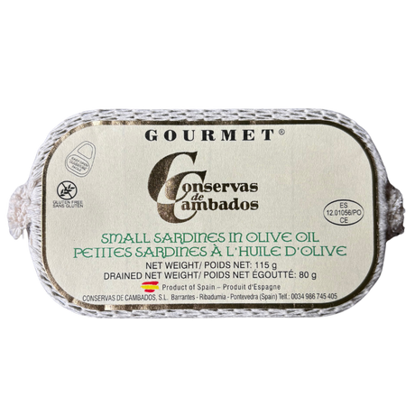 Small gourmet sardines preserved in premium olive oil by Conservas de Cambados