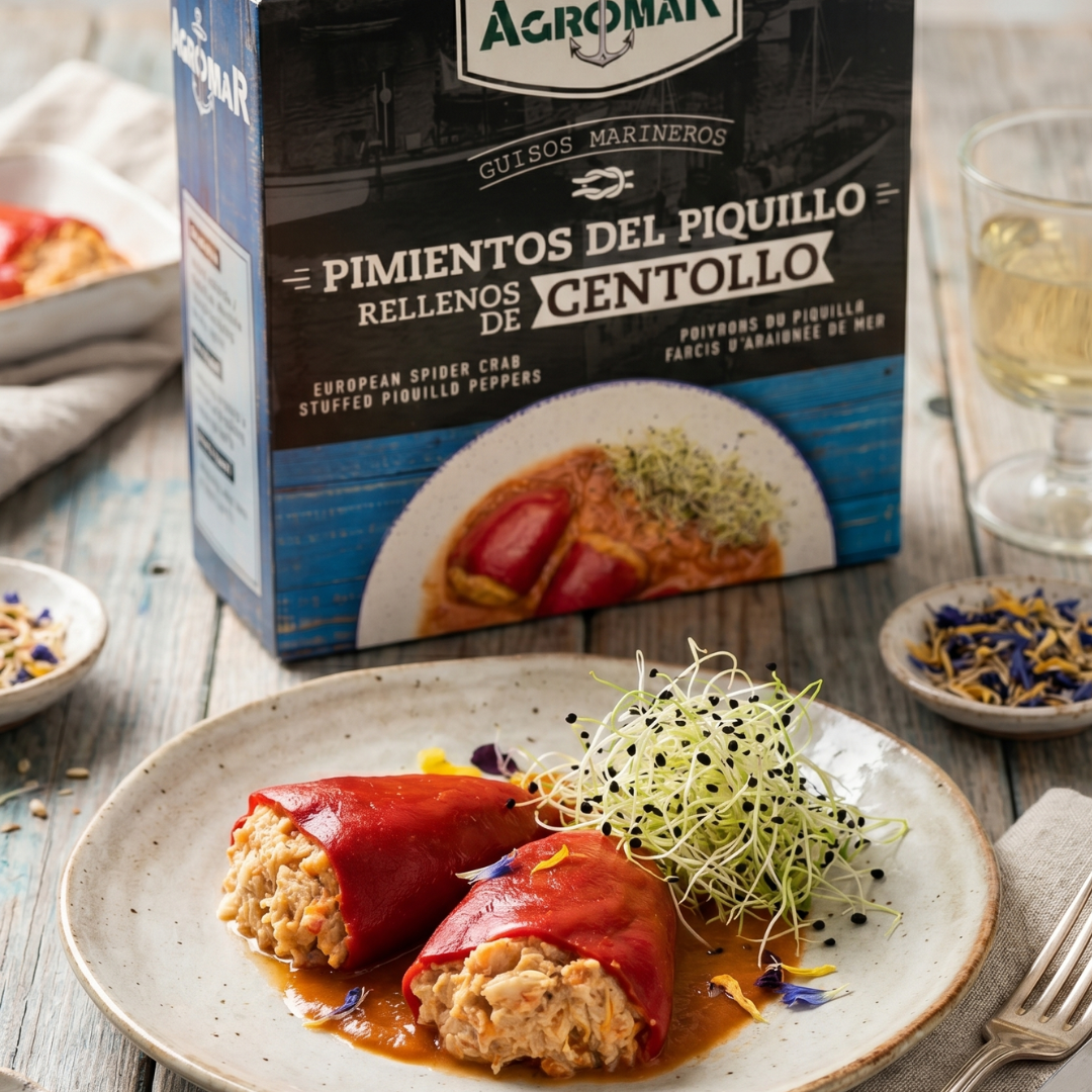Piquillo Peppers Stuffed with Spider Crab - Pimientos Rellenos de Centollo. Agromar, 280 g - Solfarmers