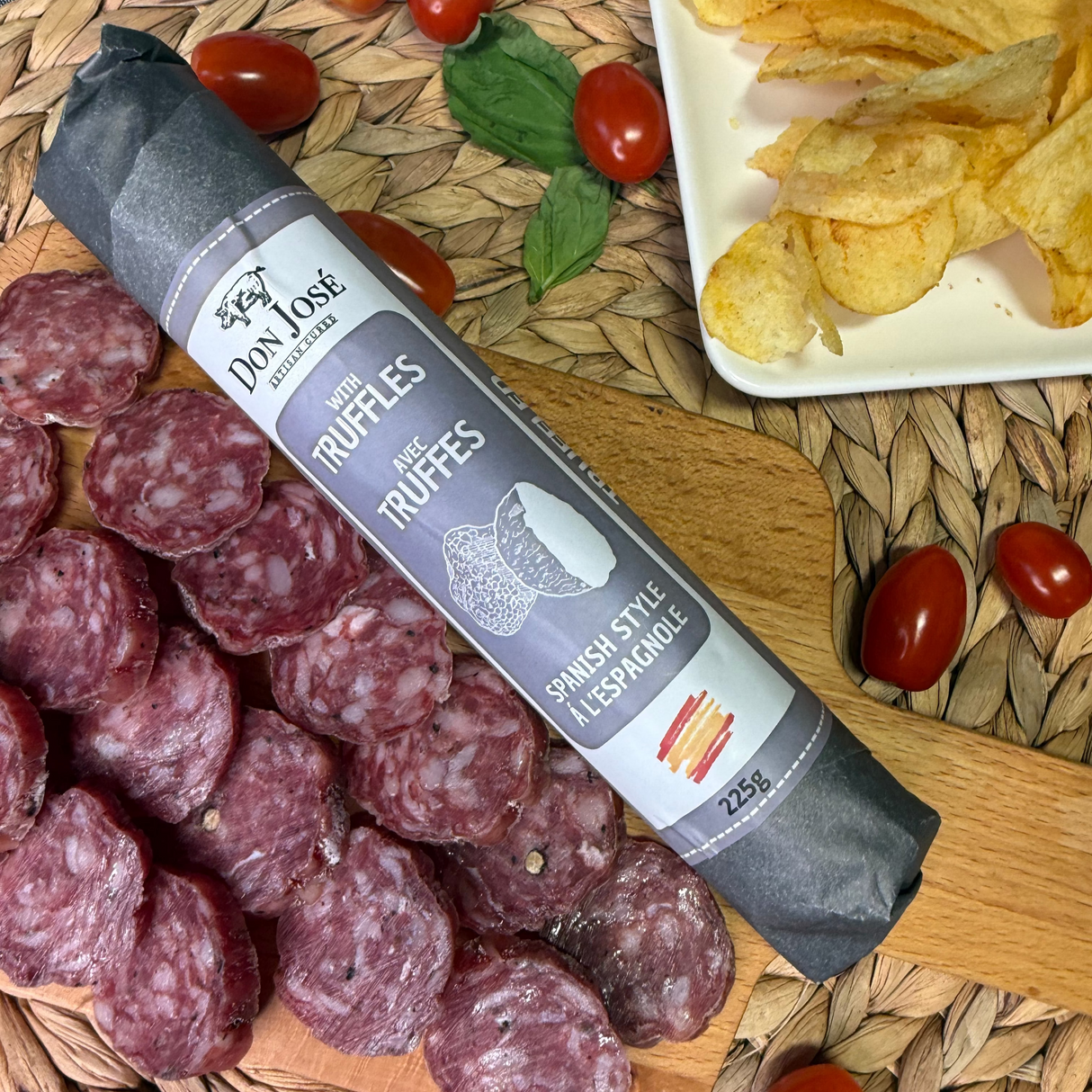 DON JOSÉ. Salchichon Espagnol à la Truffe - Salchichón Español con Trufa, Stick 225gr