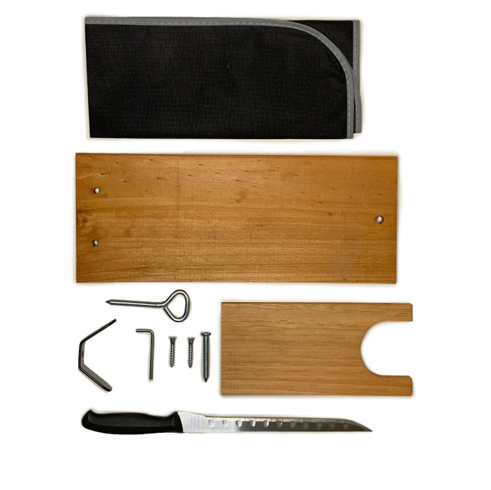 Wood Ham Stand Kit and knife / Set Jamonero madera y cuchillo, Steel Blade