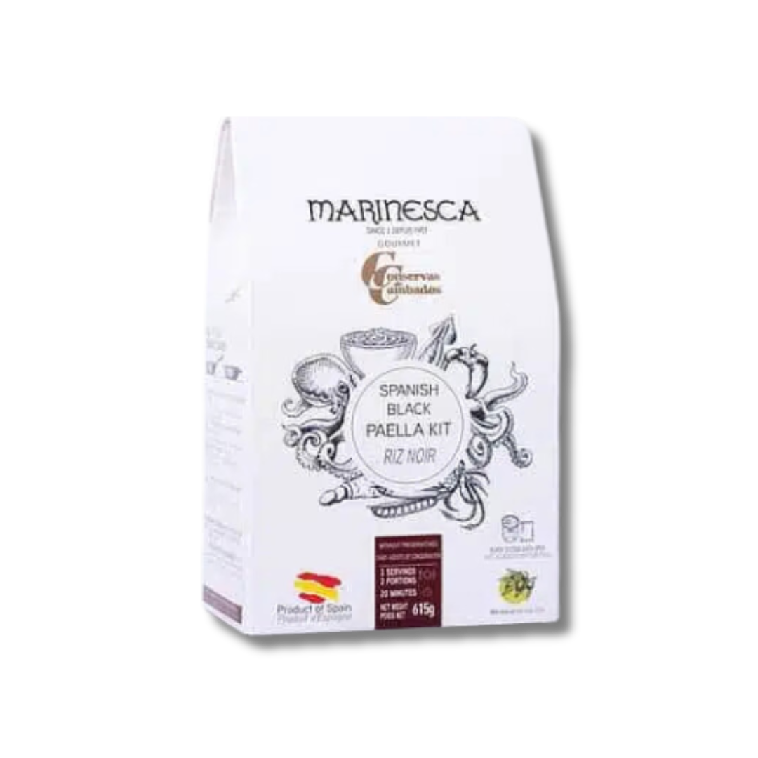 Prepare a traditional Spanish black paella with our complete paella kit. Includes saffron, paella seasoning, and all essentials for a rich Mediterranean seafood paella. Perfect for creating an authentic Spanish paella experience, paella Valenciana, or gourmet seafood paella recipes.