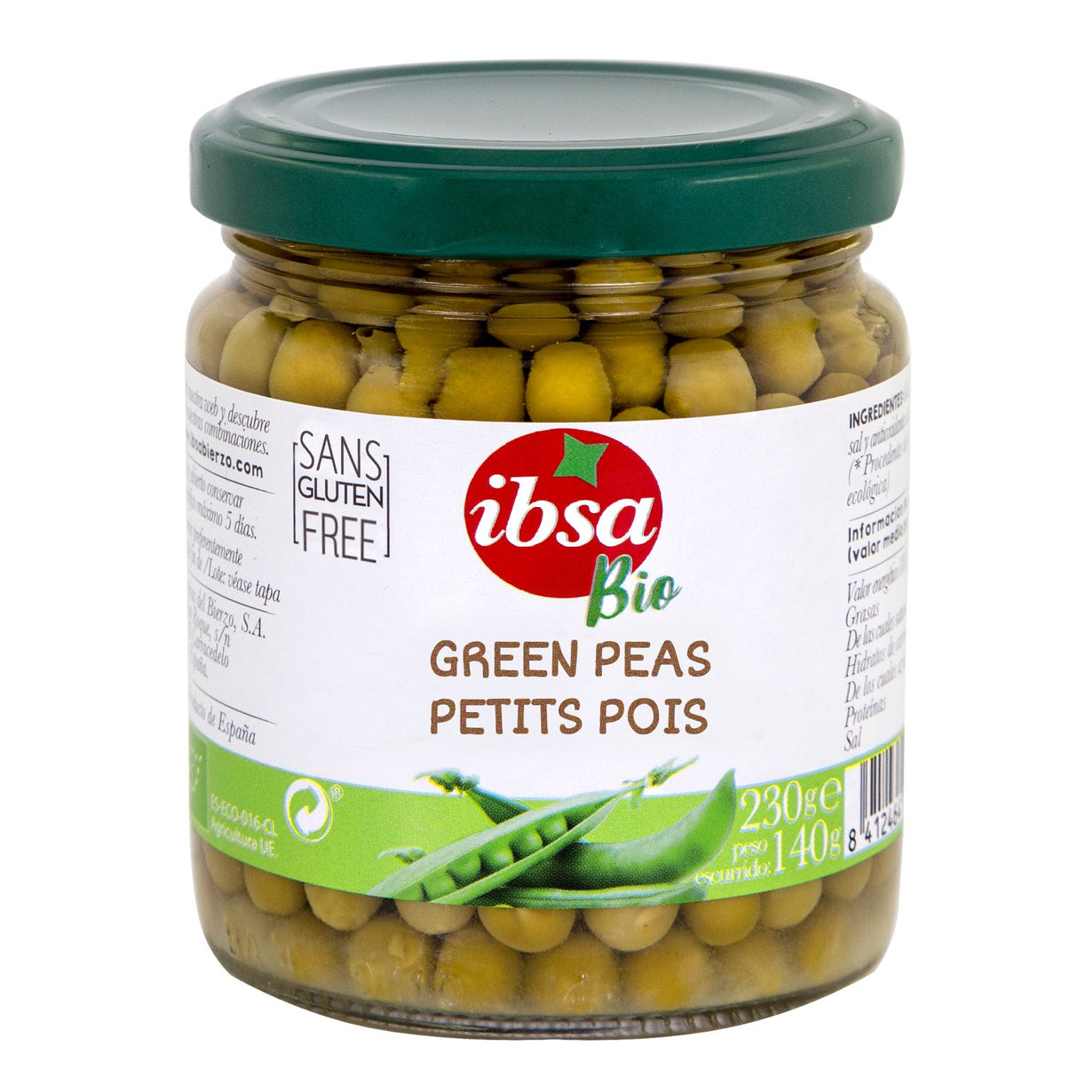 Organic green peas. IBSA, 230g - Solfarmers
