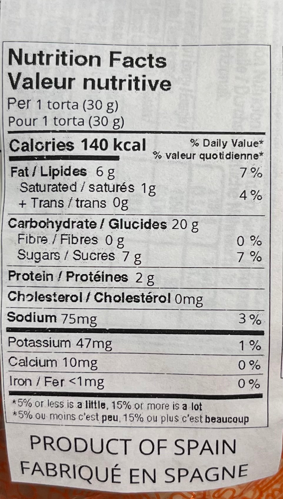 nutrition facts torta biscuit sweet orange andres gavino