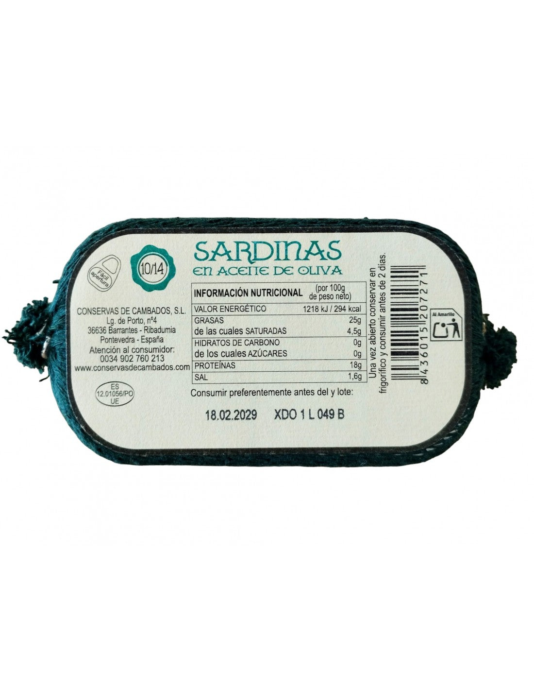 Gourmet Sardines in Olive Oil 10/14 - Sardinillas en Aceite de Oliva. Conservas de Cambados