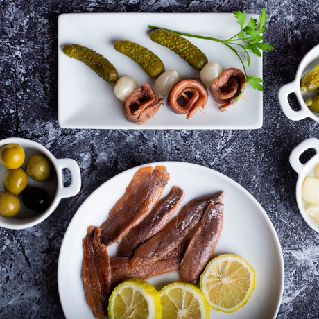 Spanish anchovies in olive oil gourmet canned seafood from Spain