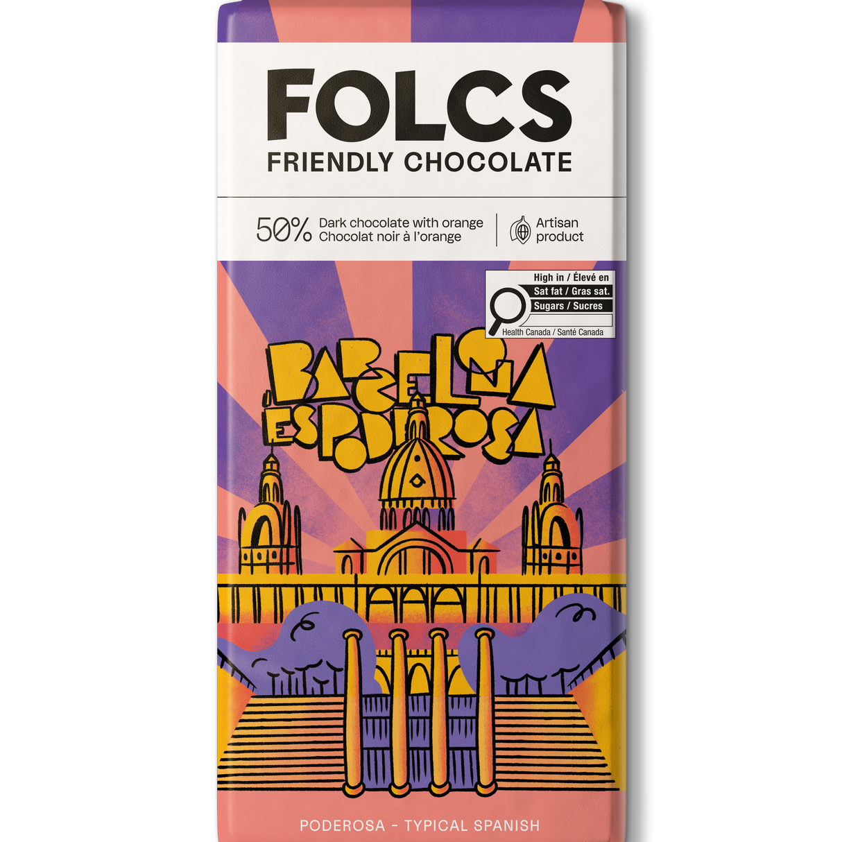 Poderosa 50% Dark Chocolate w/ Orange - Chocolate Negro c/ Naranja. Folcs, 80g