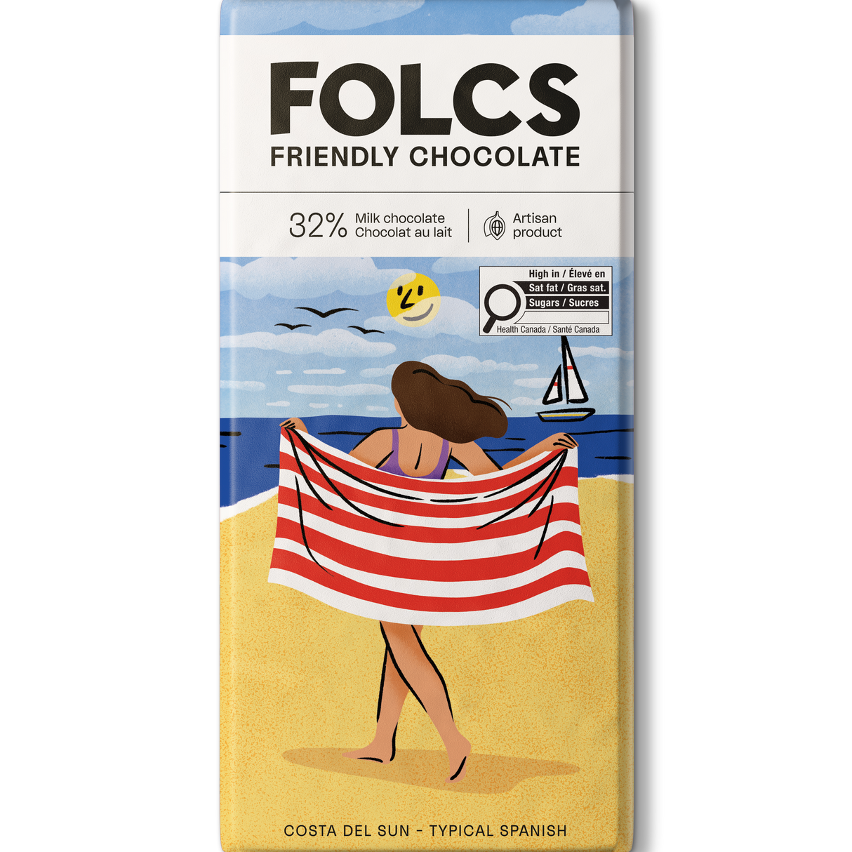 Costa del Sun 32% Milk Chocolate - Chocolate con Leche. Folcs, 80g