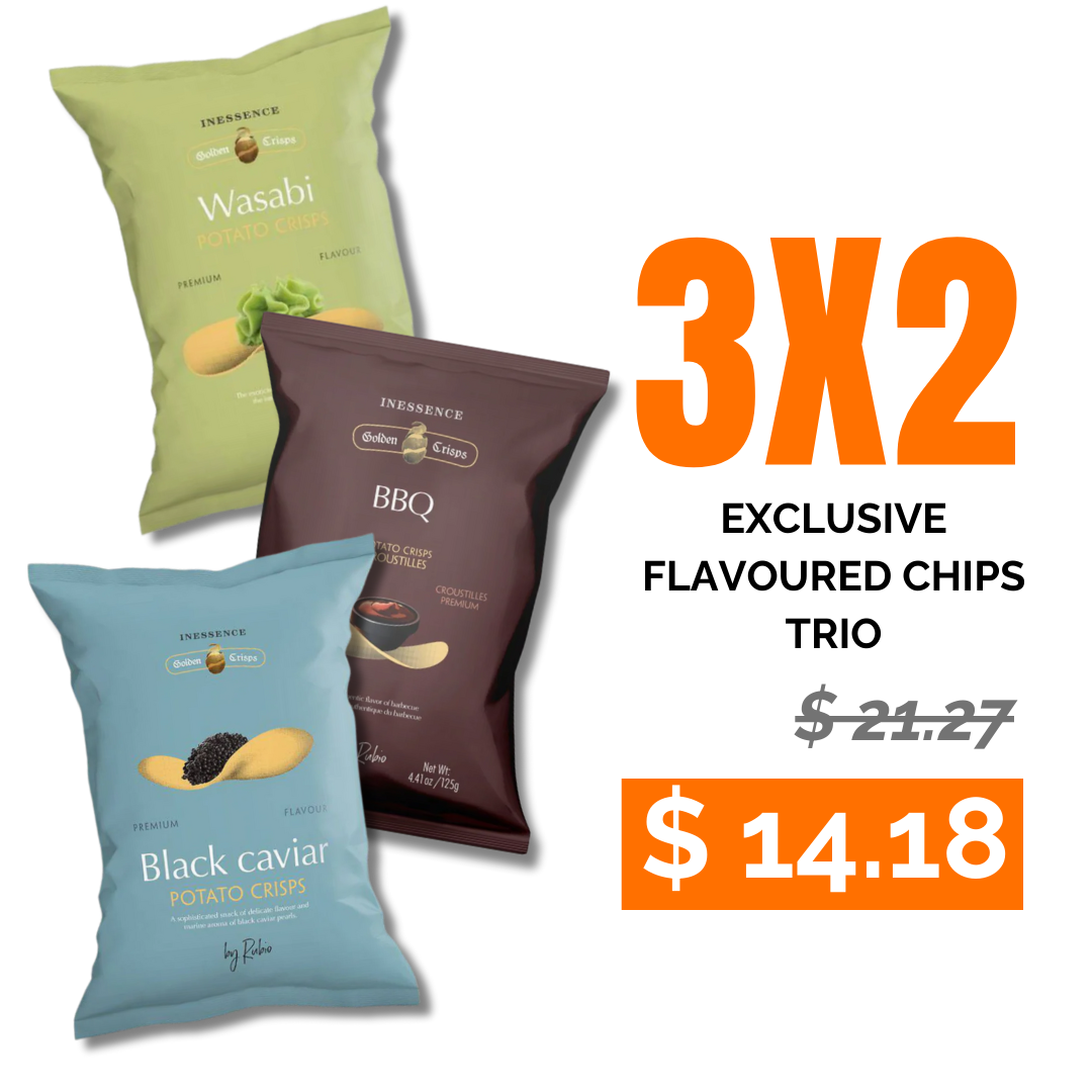 3x2 Pack - Wasabi, BBQ & Black Caviar Flavored Snacks