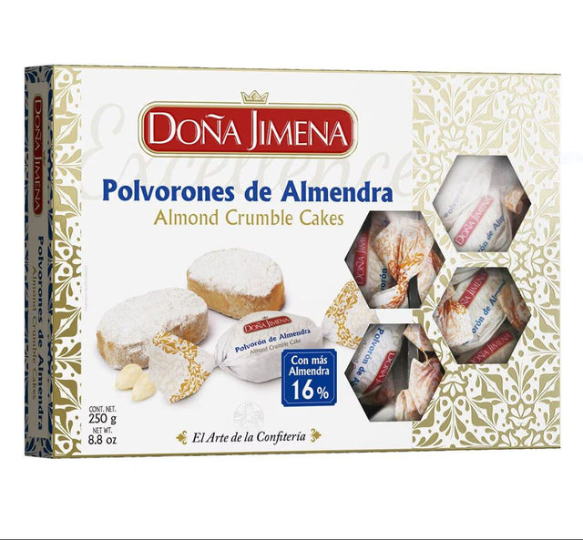 A box of Dona Jimena Polvorones de Almendra Almond Crumble Cakes