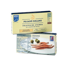 Cantabrian Anchovy in Olive Oil - Anchoa Cantabrica Aceite de Oliva. Pujado Solano, 50g - Solfarmers