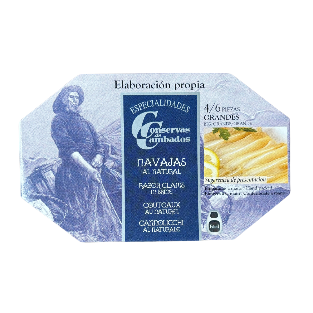 Especialidades Razor Clams in Brine 4/6 pieces - Solfarmers - Conservas de cambados
