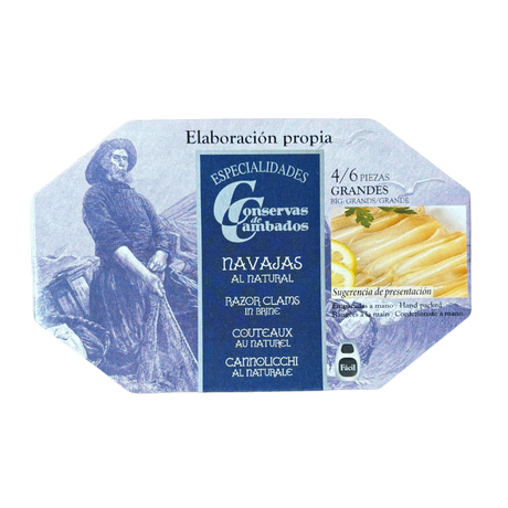 Especialidades Razor Clams in Brine 4/6 pieces - Solfarmers - Conservas de cambados