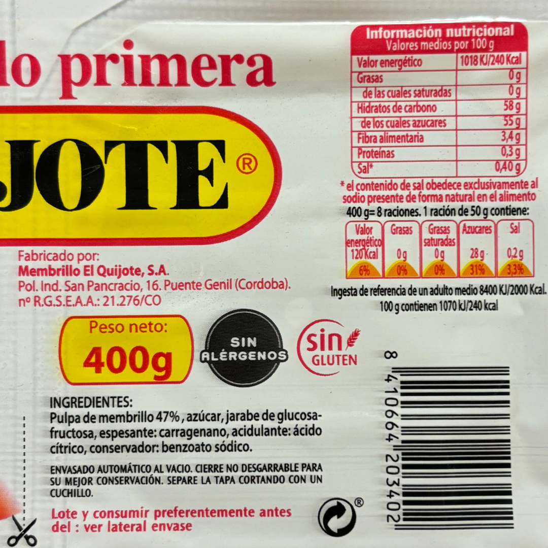 Pâte de Coing - Membrillo El Quijote, 400gr