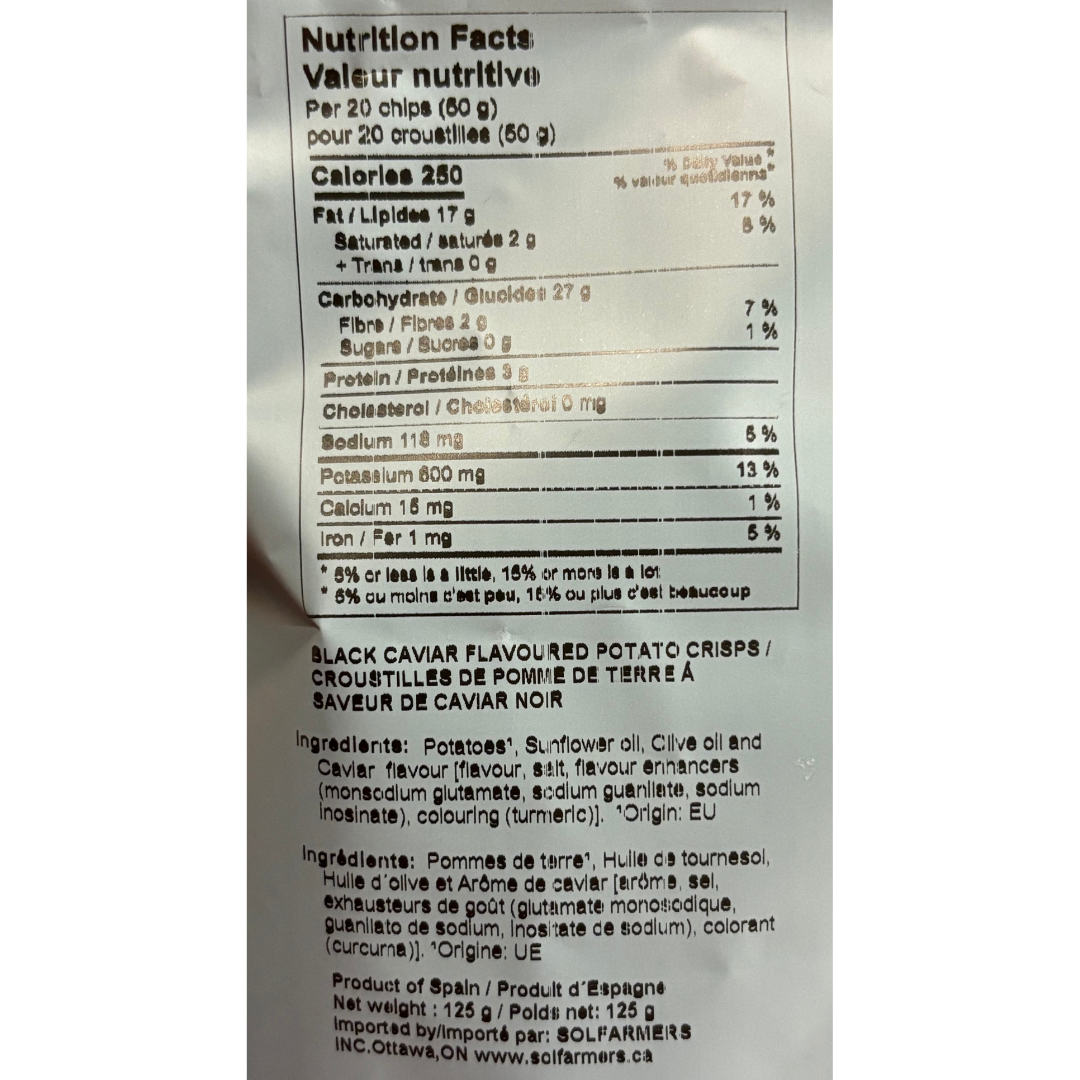 Inessence potato chips black caviar - Solfarmers