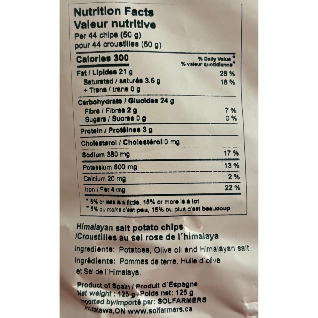 Inessence potato chips with olive oil and pink Himalayan salt - Solfarmers
