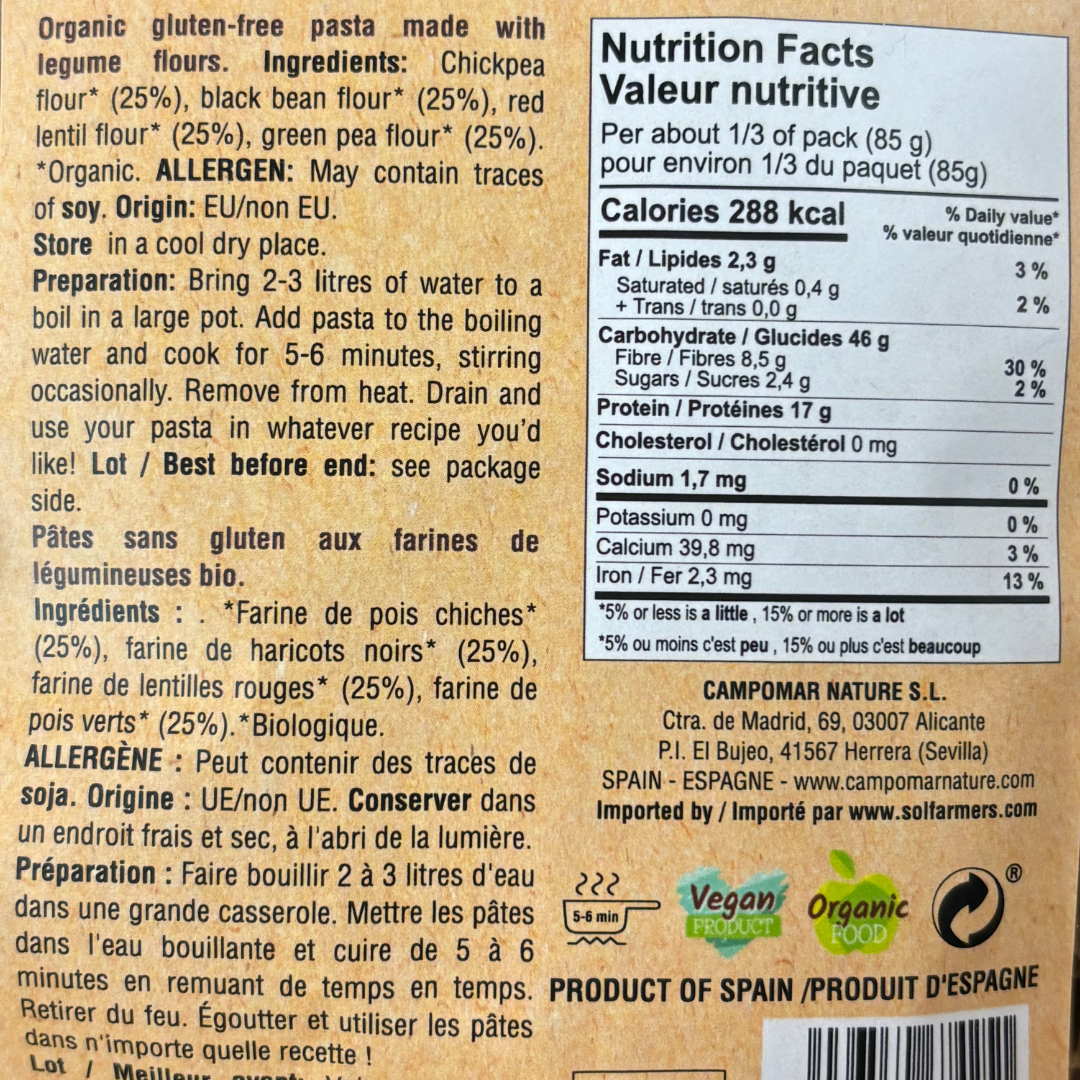 Pâtes Bio Casarecce Légumineuses - MasVell, 250g