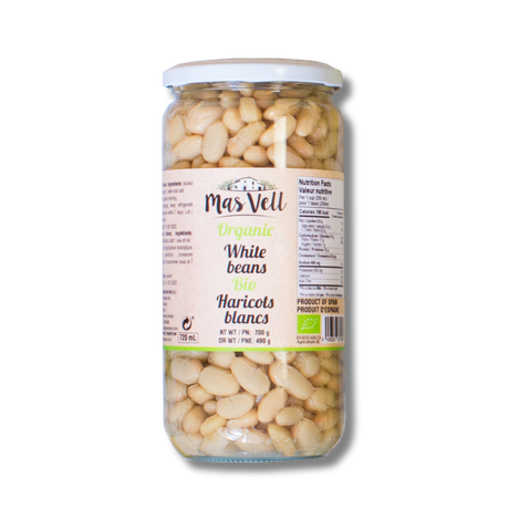 Mas Vell organic white beans in brine, 700 g - Solfarmers