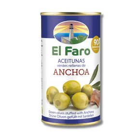 Anchovy Stuffed Green Olives - Aceitunas Rellenas Anchoa. El Faro, 350g - Solfarmers