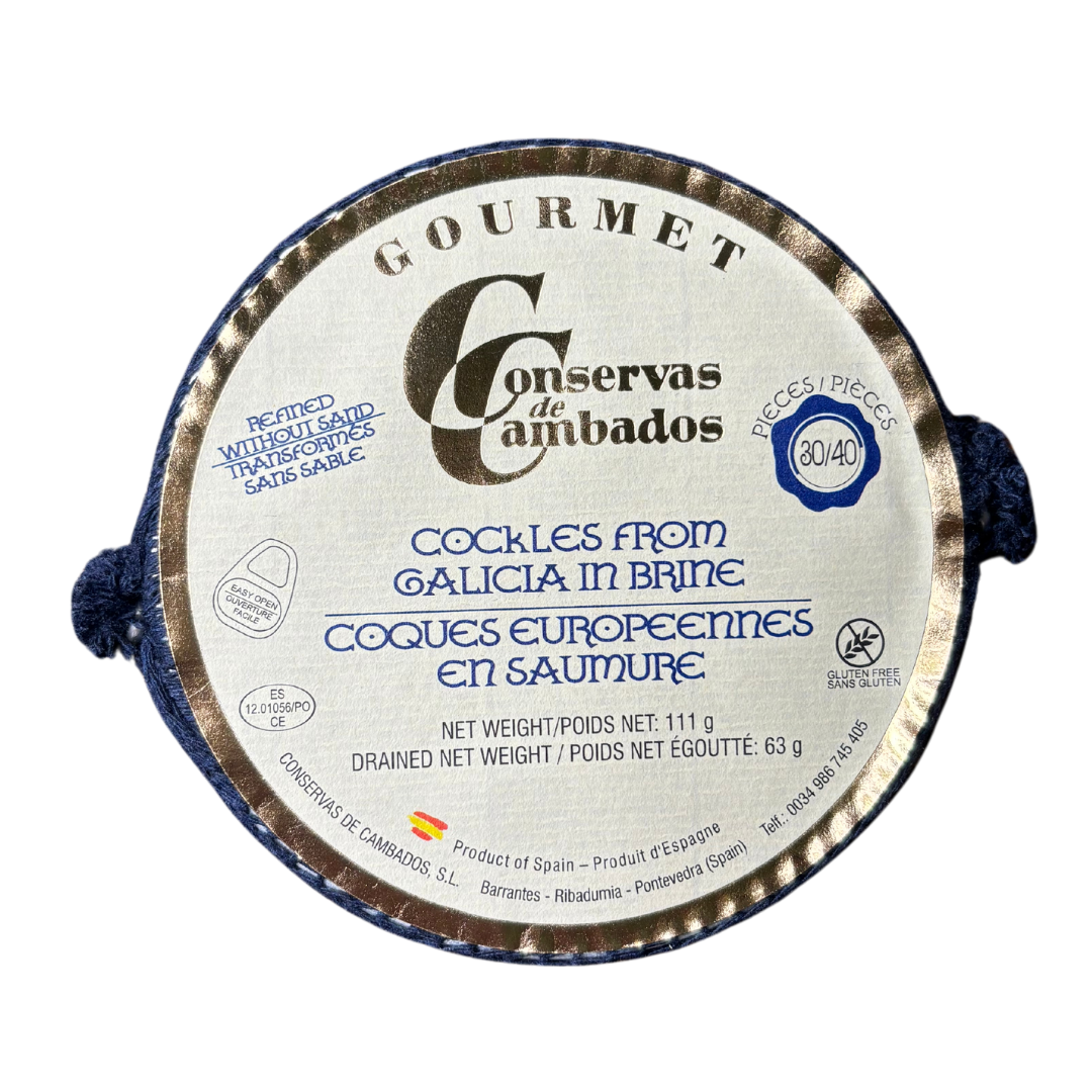 Tender and flavorful gourmet heart cockles in brine, expertly crafted by Conservas de Cambados for an authentic seafood experience.