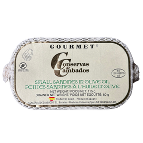 Small gourmet sardines preserved in premium olive oil by Conservas de Cambados