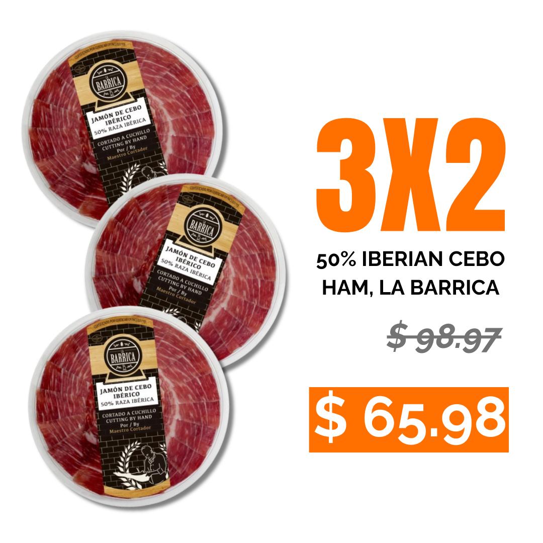 3x2 Pack - Iberian Cebo Ham. La Barrica