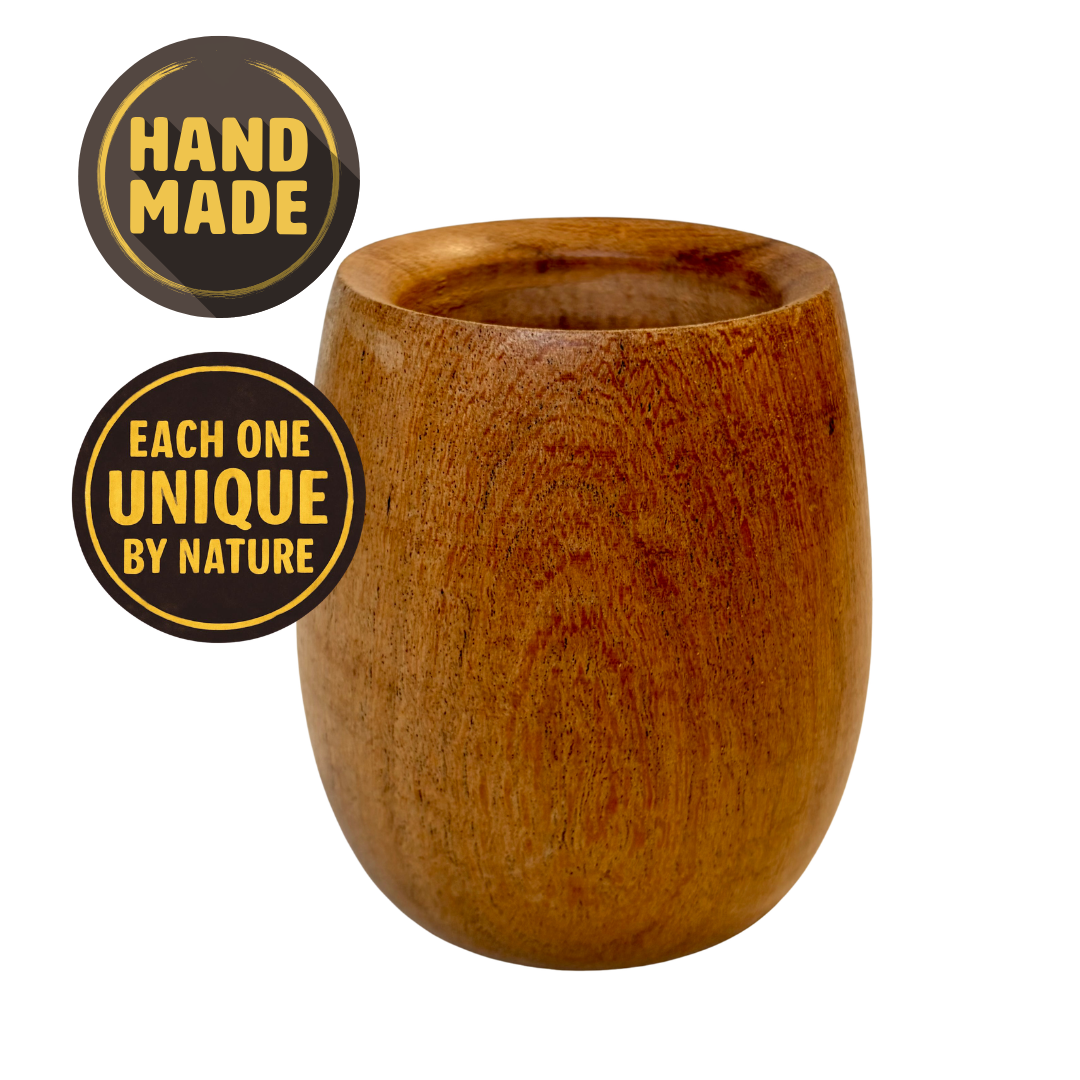 Handcrafted Algarrobo Wood Egg-Shaped Mate - Yerba Mate Cup - Solfarmers