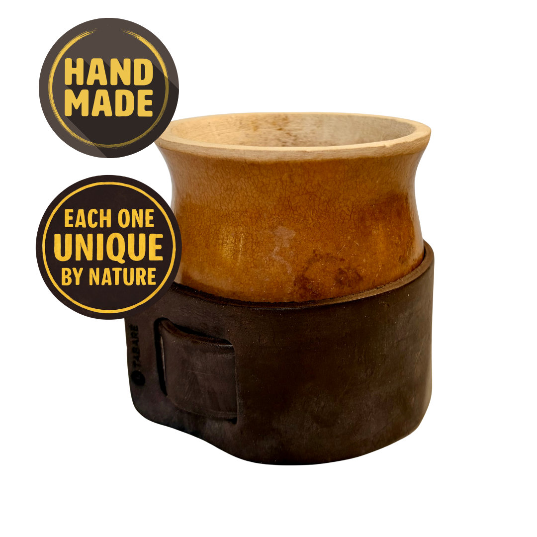 Handcrafted Natural Calabash Mate with Leather Base - Yerba Mate Cup