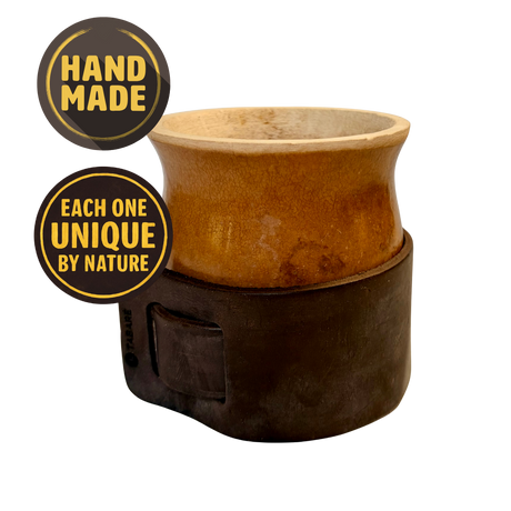 Handcrafted Natural Calabash Mate with Leather Base - Yerba Mate Cup - Solfarmers