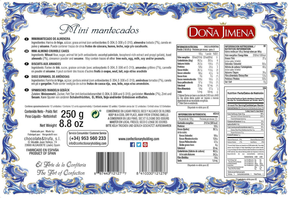 Mini Almond Crumble Cakes - Mini Mantecados. Doña Jimena, 250g - Solfarmers