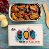Mussels in Olive Oil w/ Garlic & Chili - Mejillones Aceite de Oliva c/ Ajo y Chile. Konserva - Solfarmers
