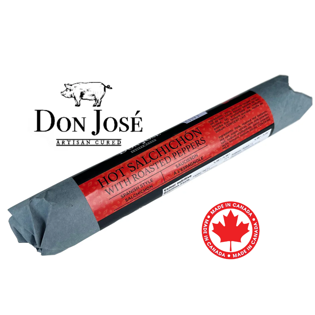 Spanish Hot Dry Sausage with Roasted Peppers - Salchichon Picante. Don Jose, Stick 225g - Solfarmers