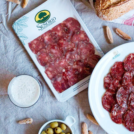 Iberian 100% AcornFed Dry Sausage - Salchichon Iberico bellota Señorio Montanera, Sliced 100g