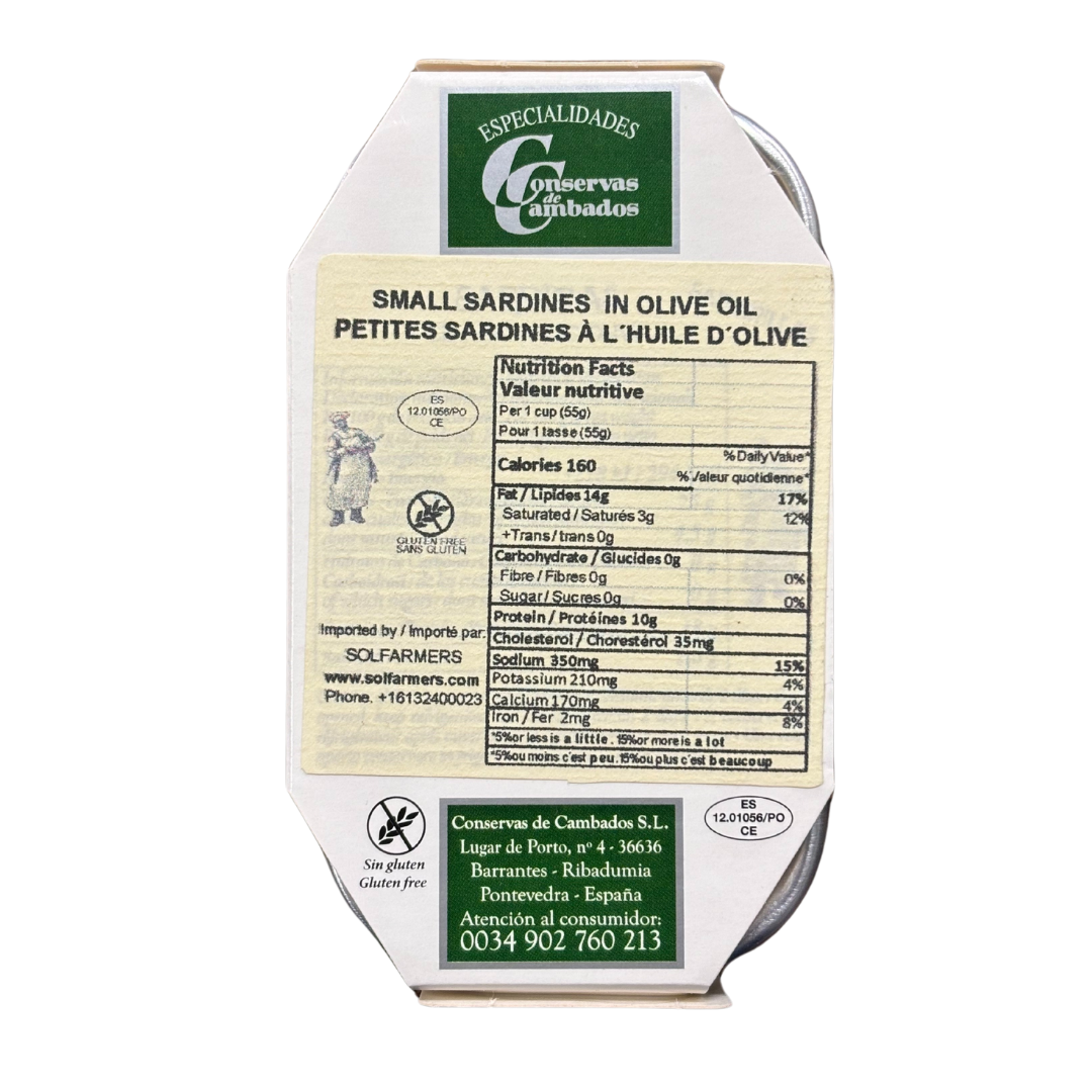 Small Sardines in Olive  Oil - Sardinas en Aceite de Oliva - Especialidades - Solfarmers