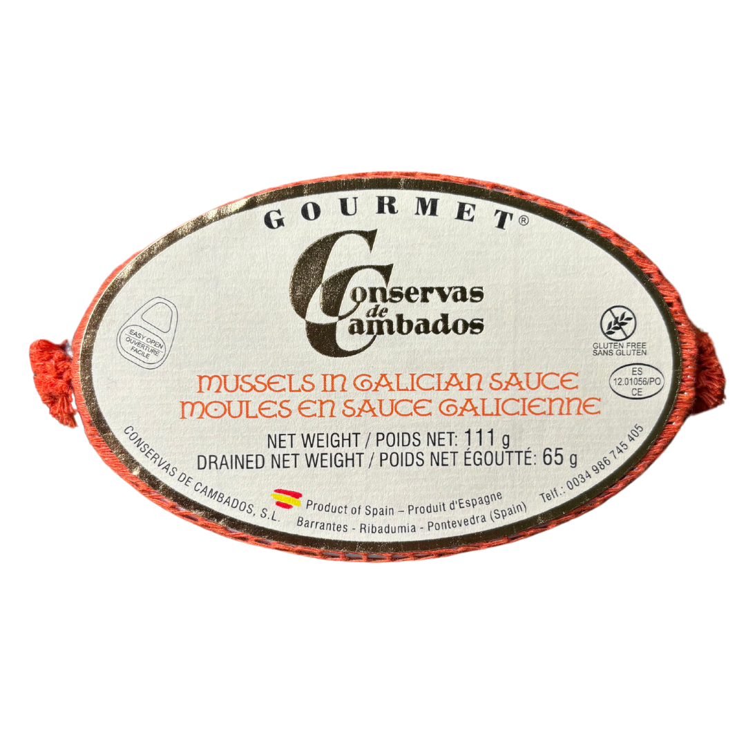 Gourmet Mussels in Galician sauce - Mejillones Gourmet en Salsa Gallega. Conservas de Cambados