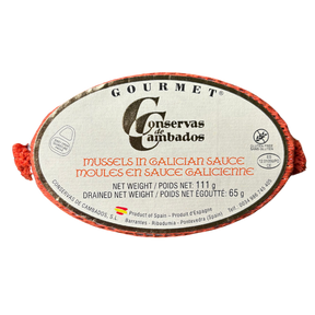 can of premium seafood with mussels in galician sauce conservas de cambados