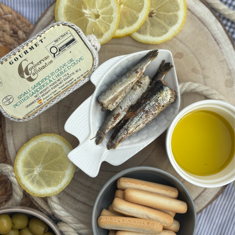 Small gourmet sardines preserved in premium olive oil by Conservas de Cambados