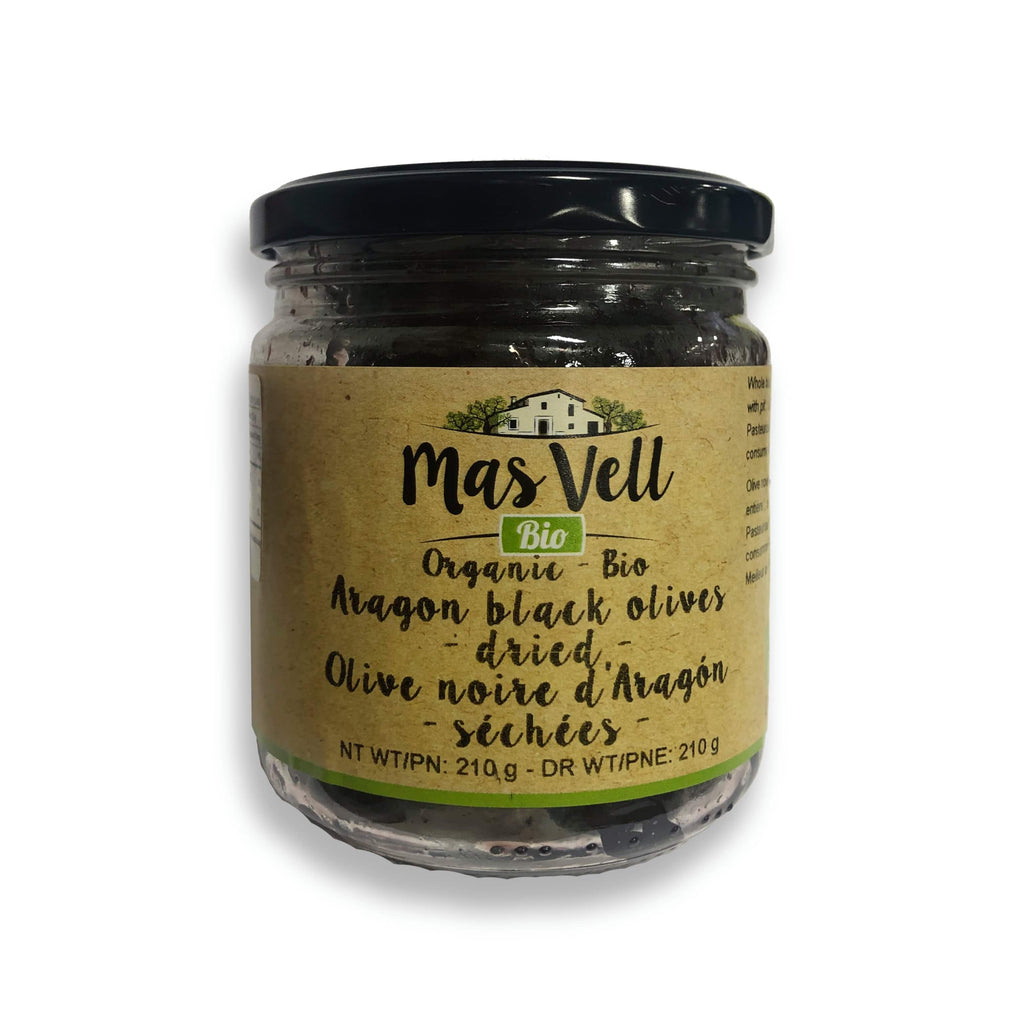 Mas Vell Organic Empeltre Sun-Dried Black Olives from Aragon 370 ML - Solfarmers