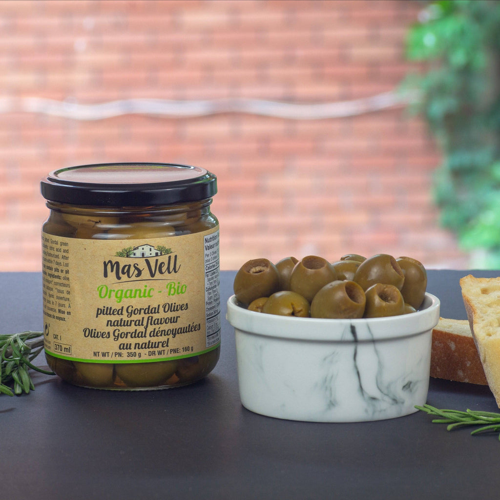 Mas Vell organic pitted gordal olives, 370 mL - Solfarmers